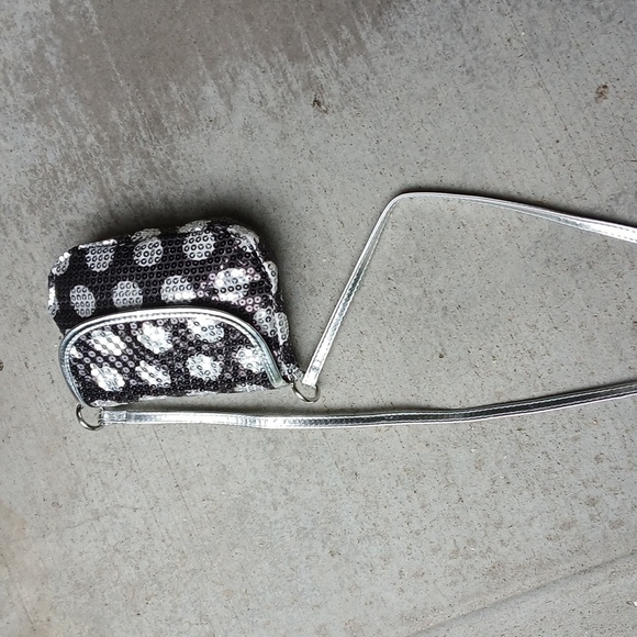 Girls Sequin Crossbody Bag - Black and Silver Polka Dot NWOT - Picture 13 of 16